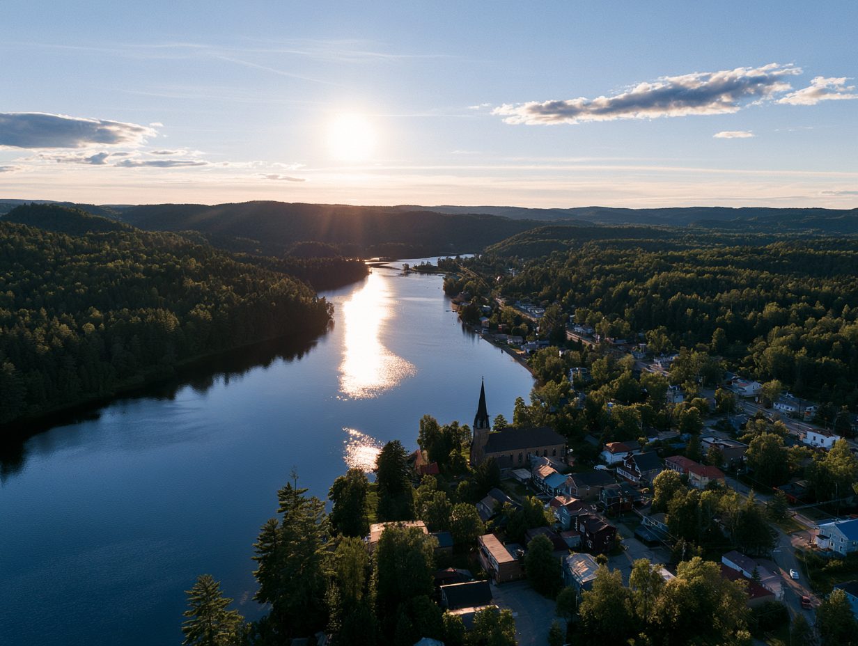 Sunny view of Mattawa, Ontario, where the rivers meet